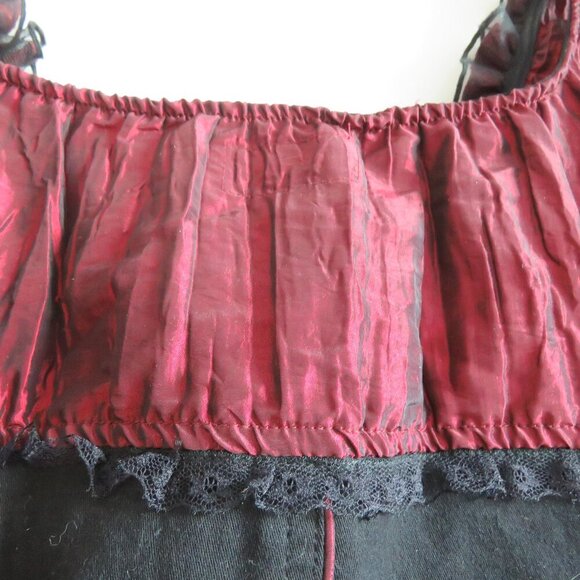 TRIPP NYC Vintage Y2K Steampunk Goth Pirate Lace Corset Top Black Metallic Red - Picture 11 of 16